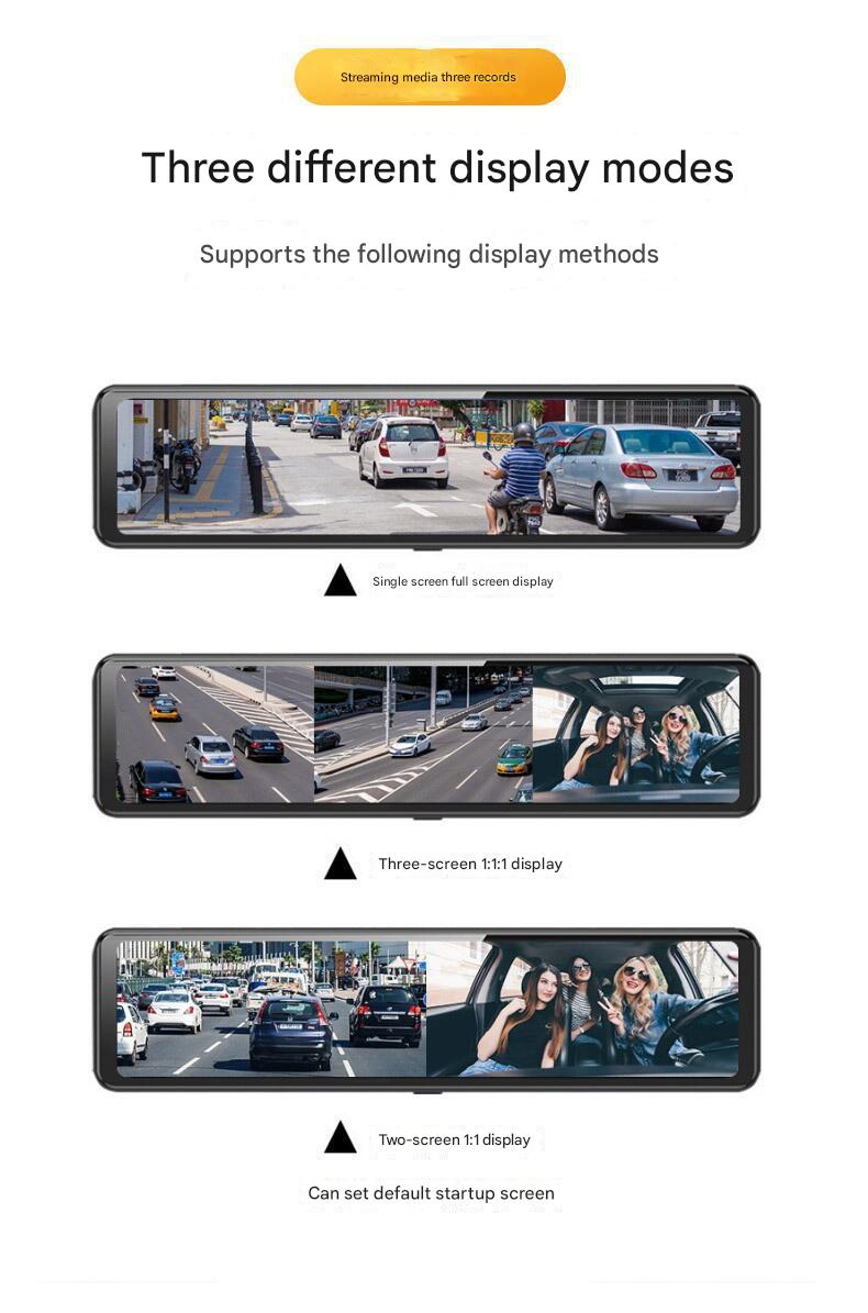 12-inch 4K smart rearview mirror front view