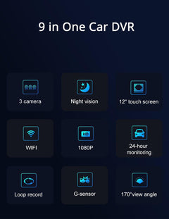 triple camera dash cam display