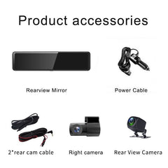 triple camera dash cam display