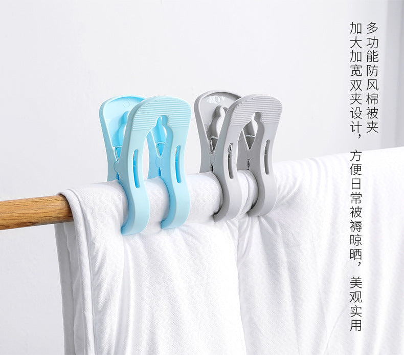 Close-up of durable clips on a drying line