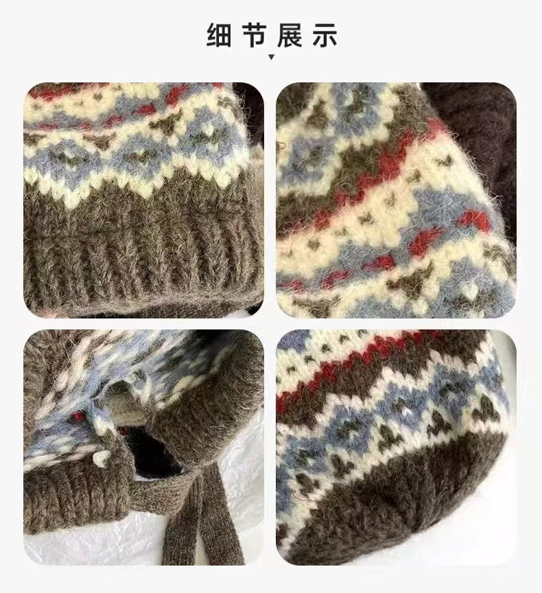 Close-up of the comfortable winter beanie in brown