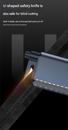 Emergency car escape hammer and flashlight front view
