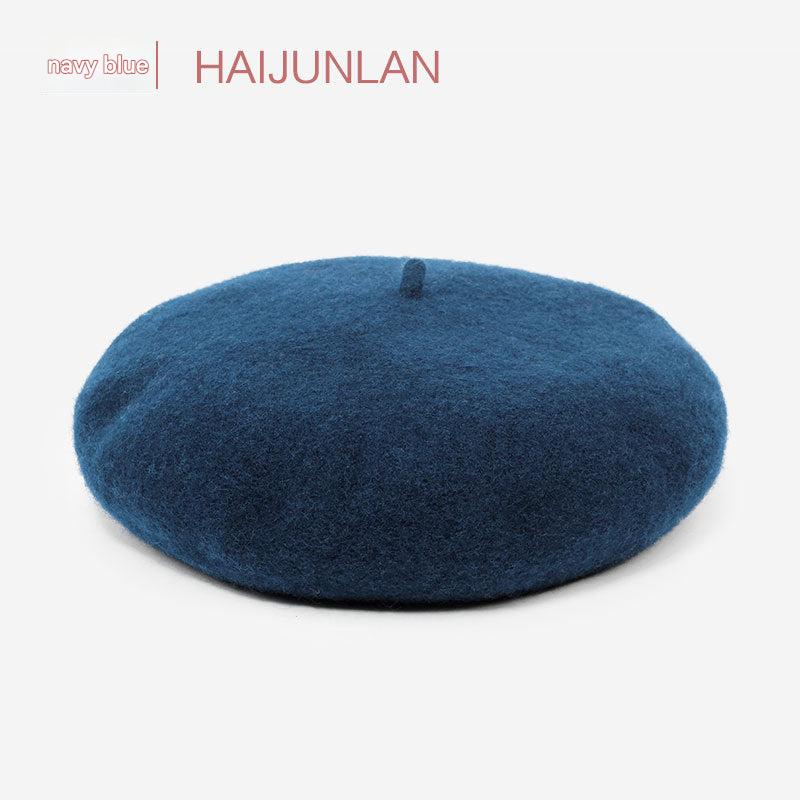 Stylish pink wool beret for winter