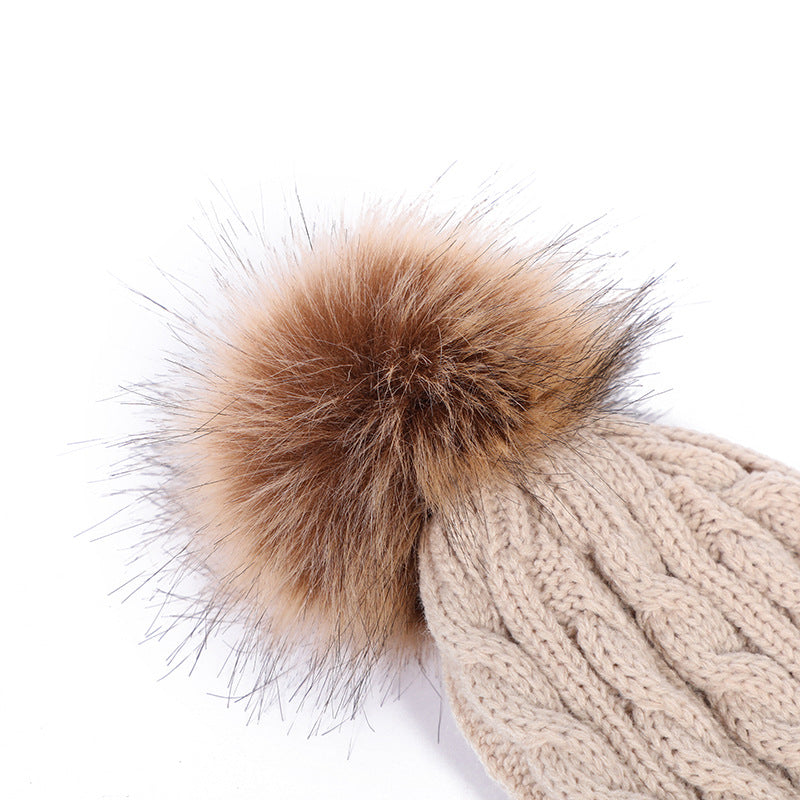 Trendy burgundy knit beanie with pom pom
