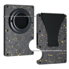 Close-up of RFID protection in aluminium wallet