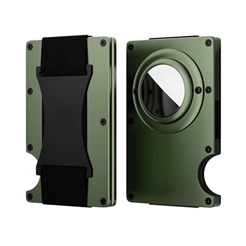 Compact aluminium wallet displayed on a table