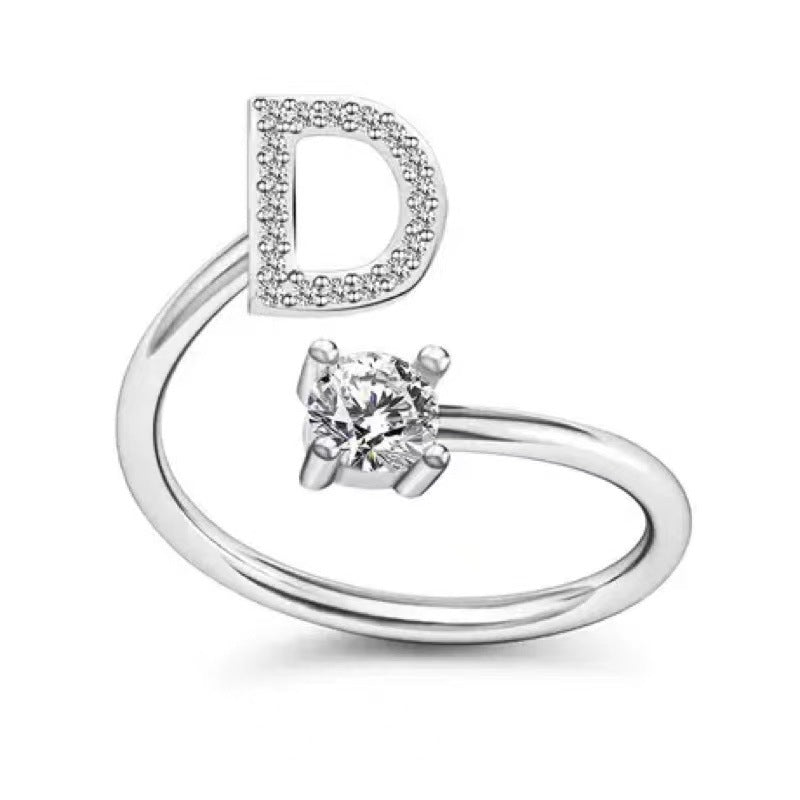 Close-up of stylish alphabet ring for women