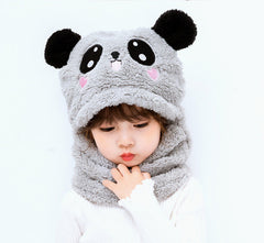 Kids bear ear winter hat in grey colour