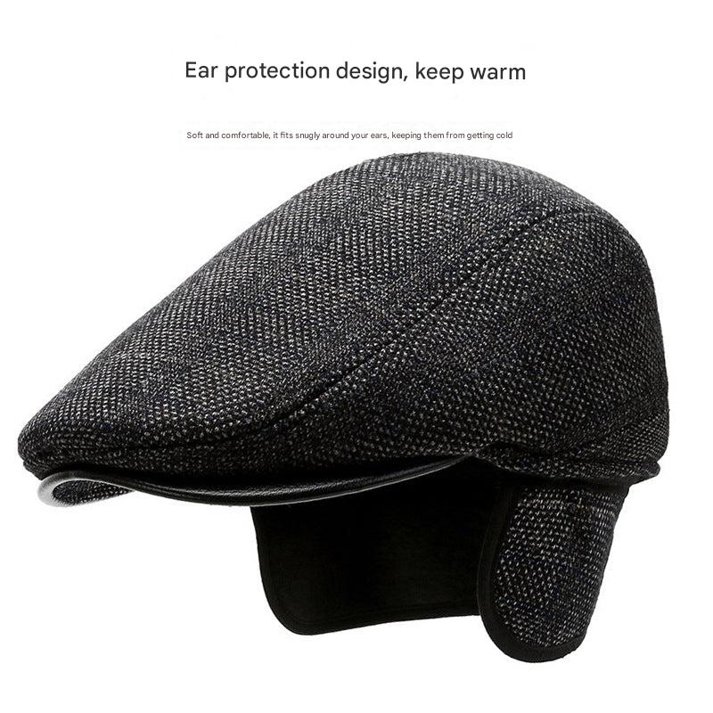 Men's winter beret hat in black