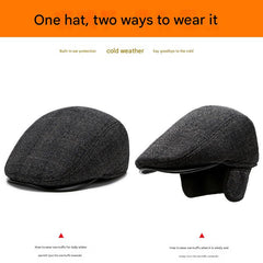 Men's winter beret hat in brown