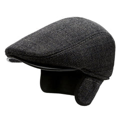 Men's winter beret hat side view