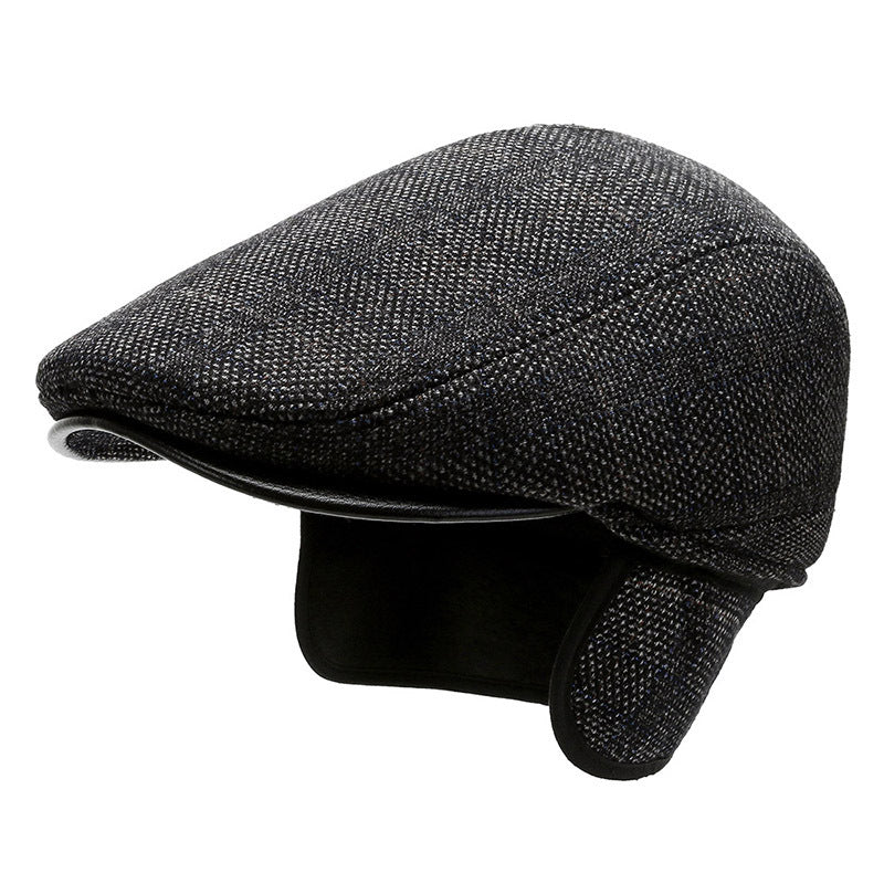Men's winter beret hat side view