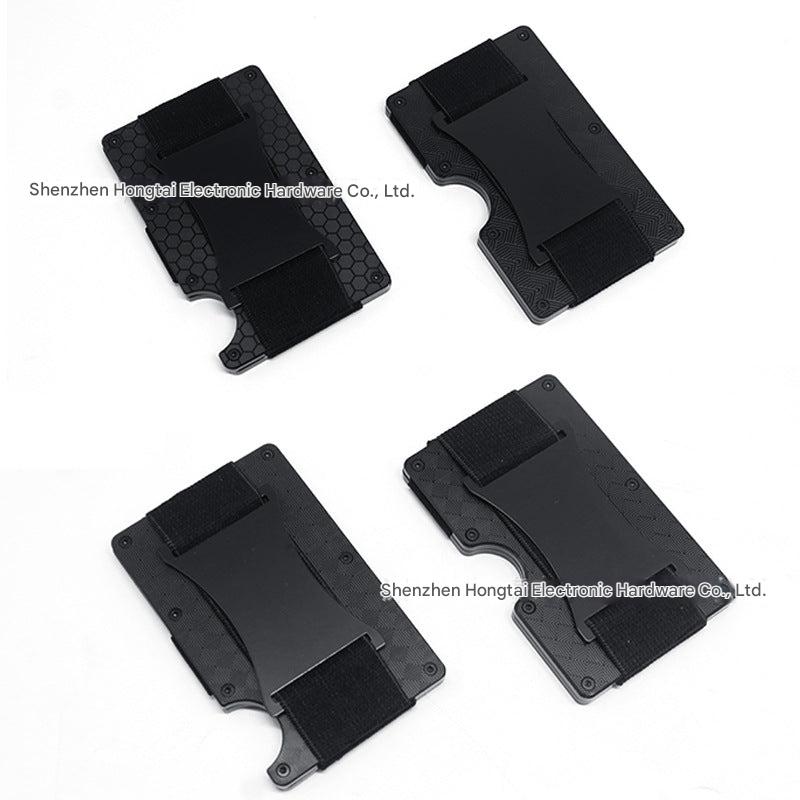 Open view showing card slots of aluminium wallet