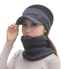 Acrylic knit hat and scarf folded neatly