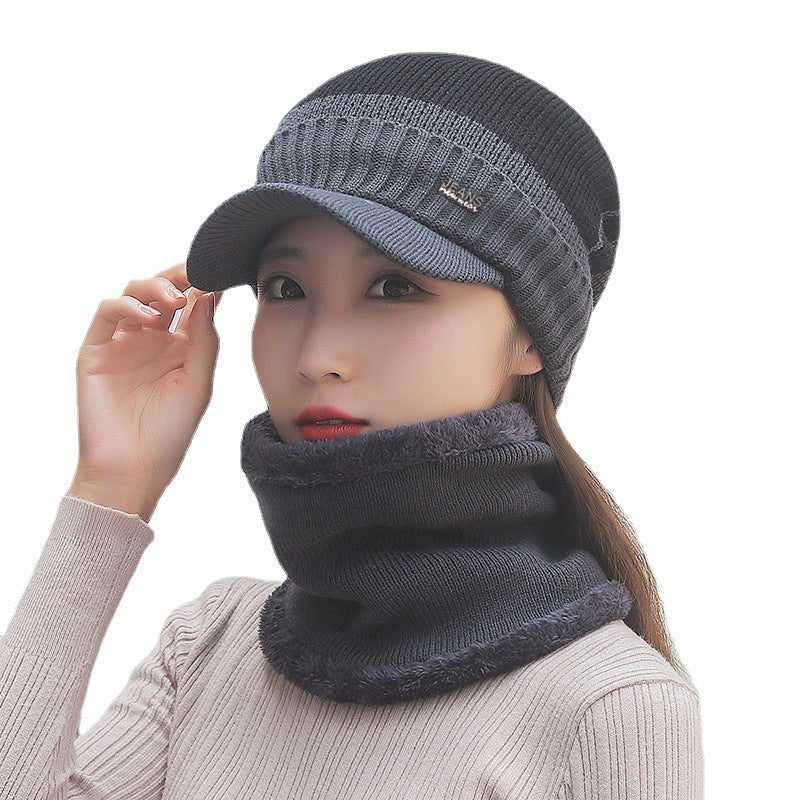 Acrylic knit hat and scarf folded neatly