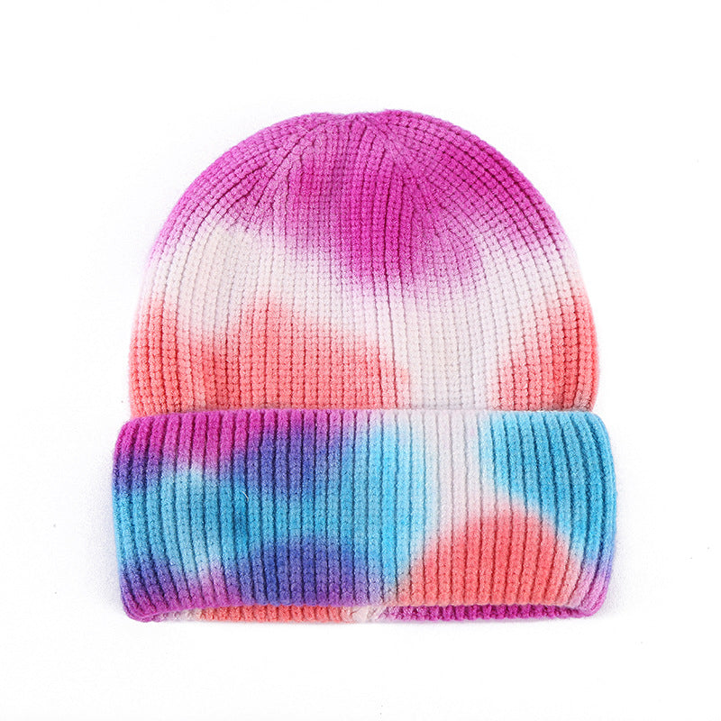Image of grass green tie-dye beanie for winter