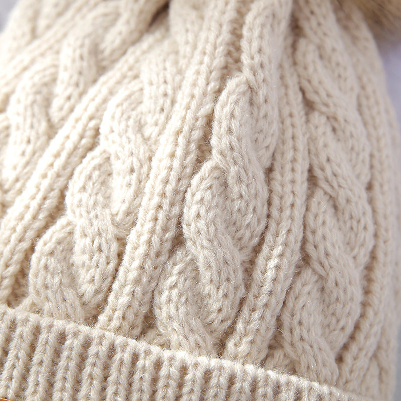 children wearing knitted beanie with pom-pom