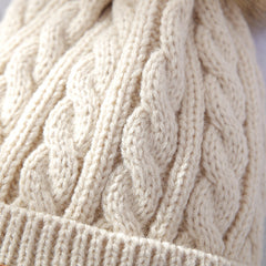 children wearing knitted beanie with pom-pom