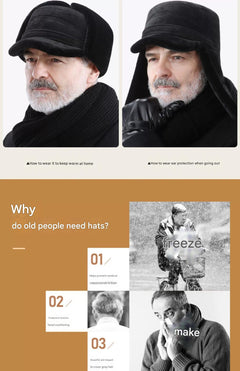 Flat cap design of winter hat in black color