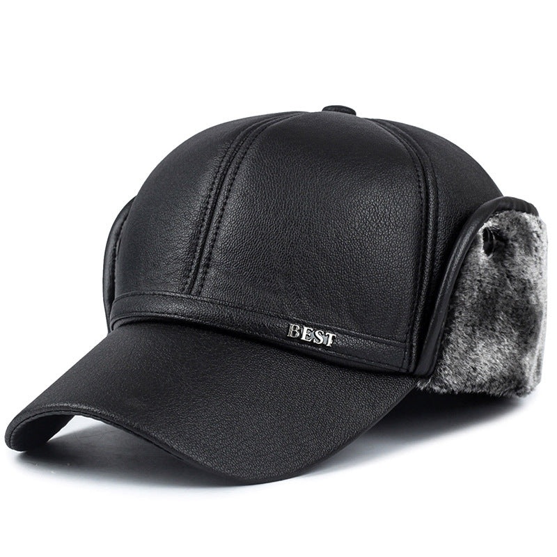 Detailed view of men's winter baseball cap
