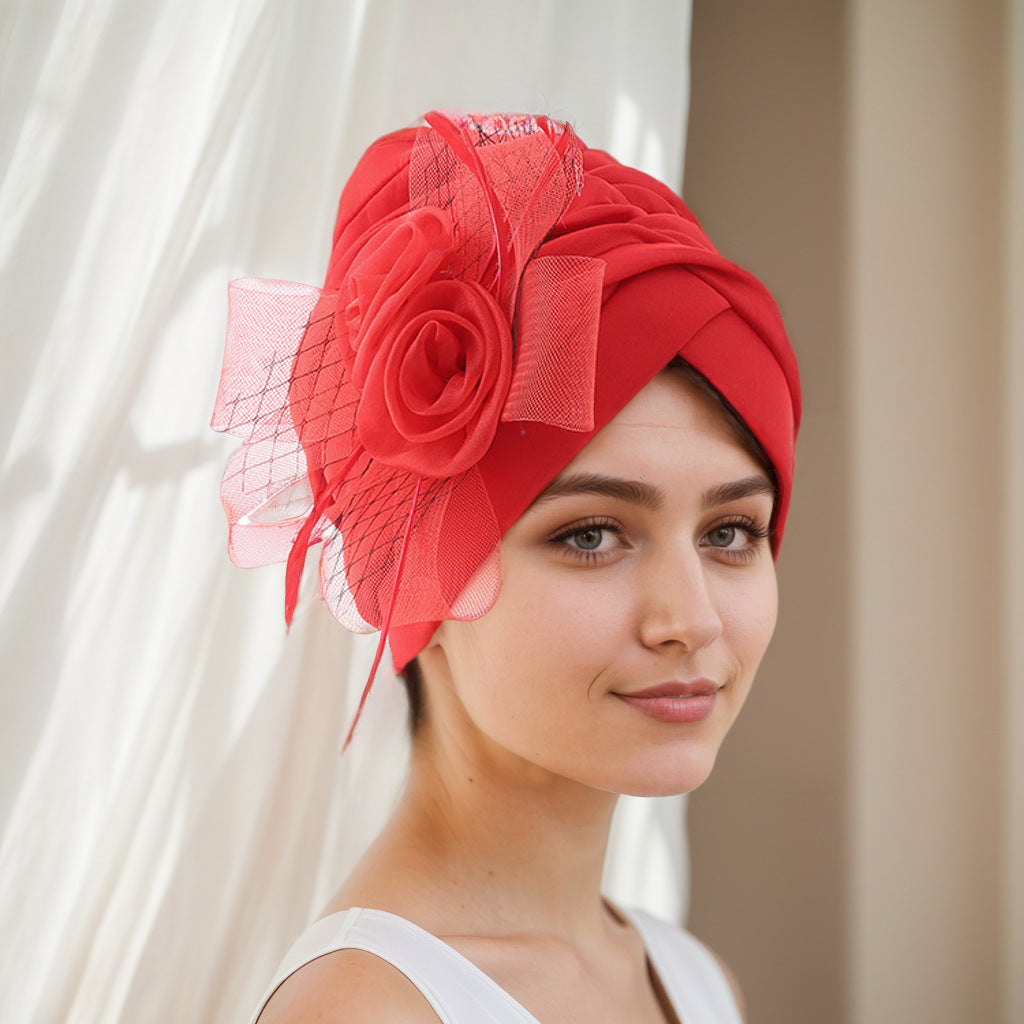 African-style skull cap displayed on model