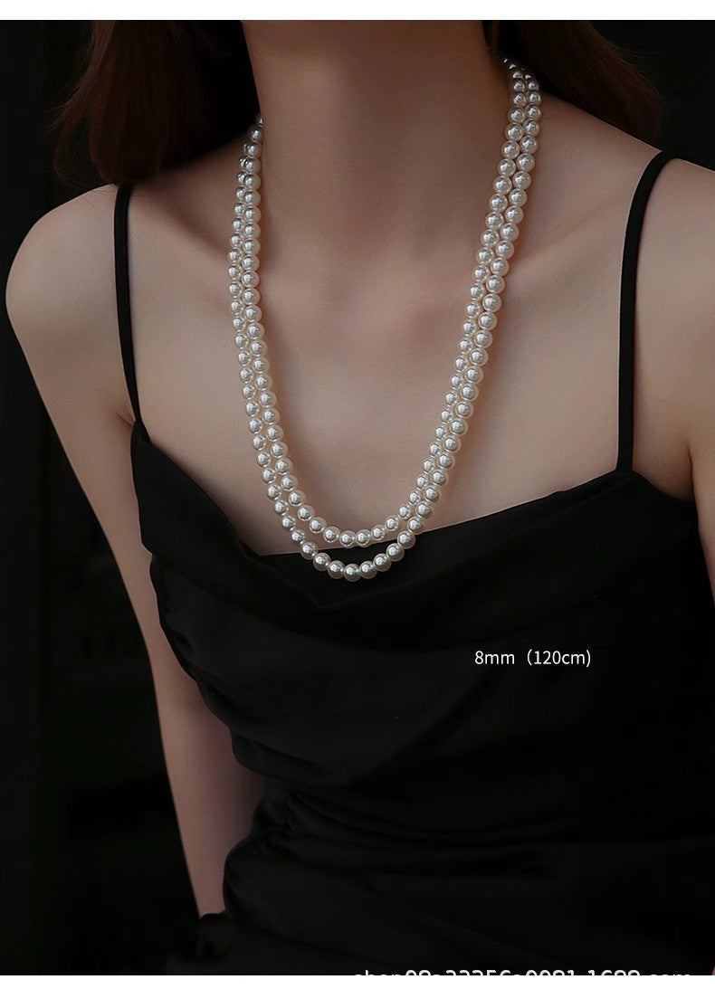 Chic Women's Silver Pearl Necklace Image 8