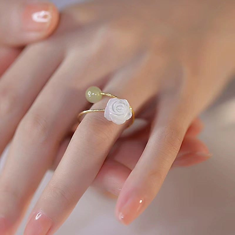 Vintage inspired ring showcasing floral design