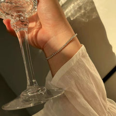 Close-up of zirconia stones on starry bracelet
