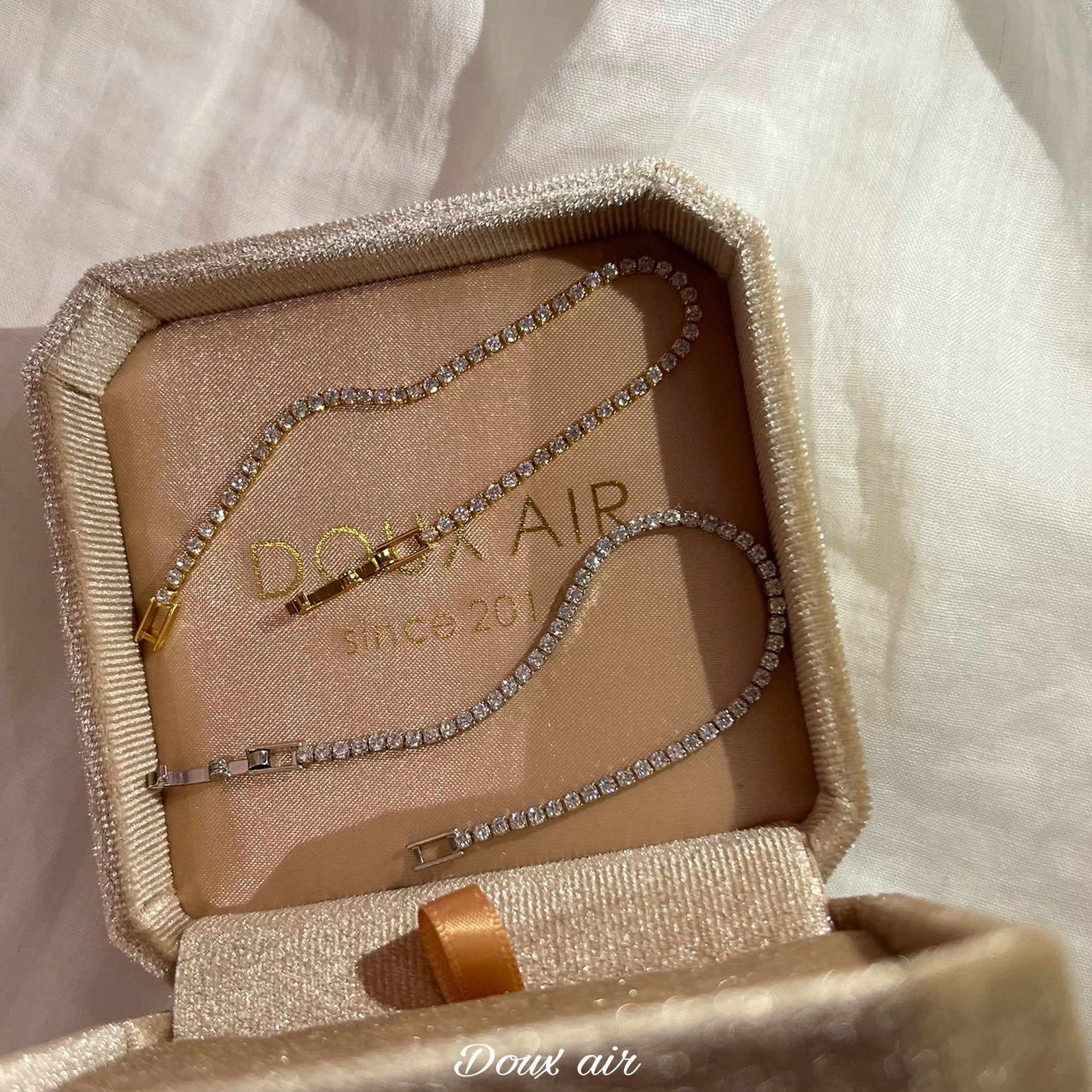 Elegant bracelet displayed on fabric