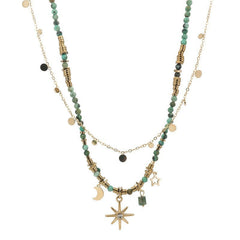 Multiple angles of vintage necklace highlighting details