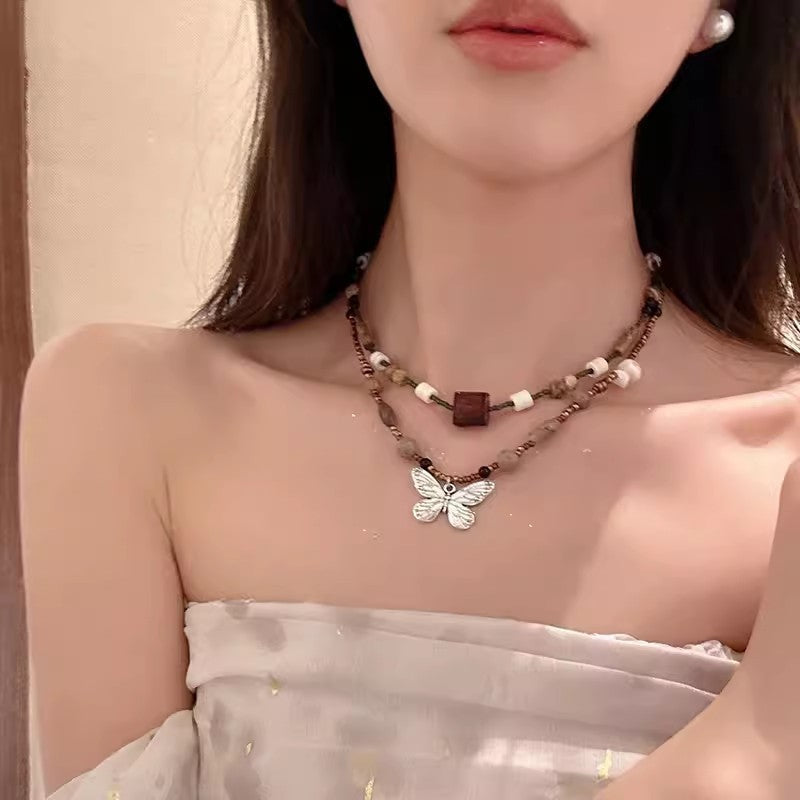 Chic Vintage Butterfly Bead Necklace Image 10