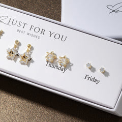 Lightweight heart cat ear studs on white background