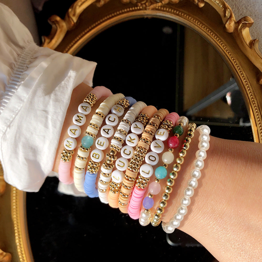 Collection of friendship bracelets in various colours