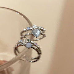 Luxury heart-shaped moonlight zircon adjustable ring image 1