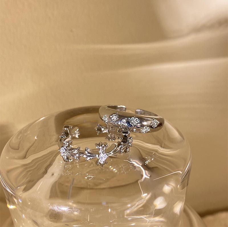 elegant close-up of Silver Zircon Cross Ring