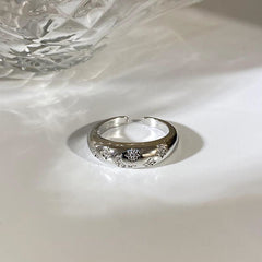 image showing Adjustable Silver Zircon Cross Ring