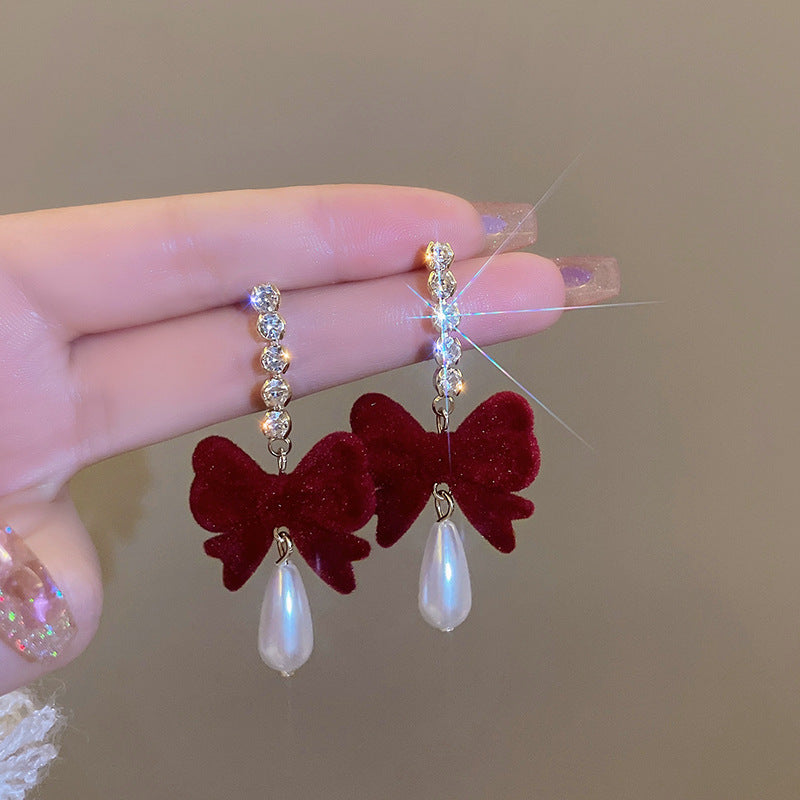 Burgundy velvet earrings perfect for winter