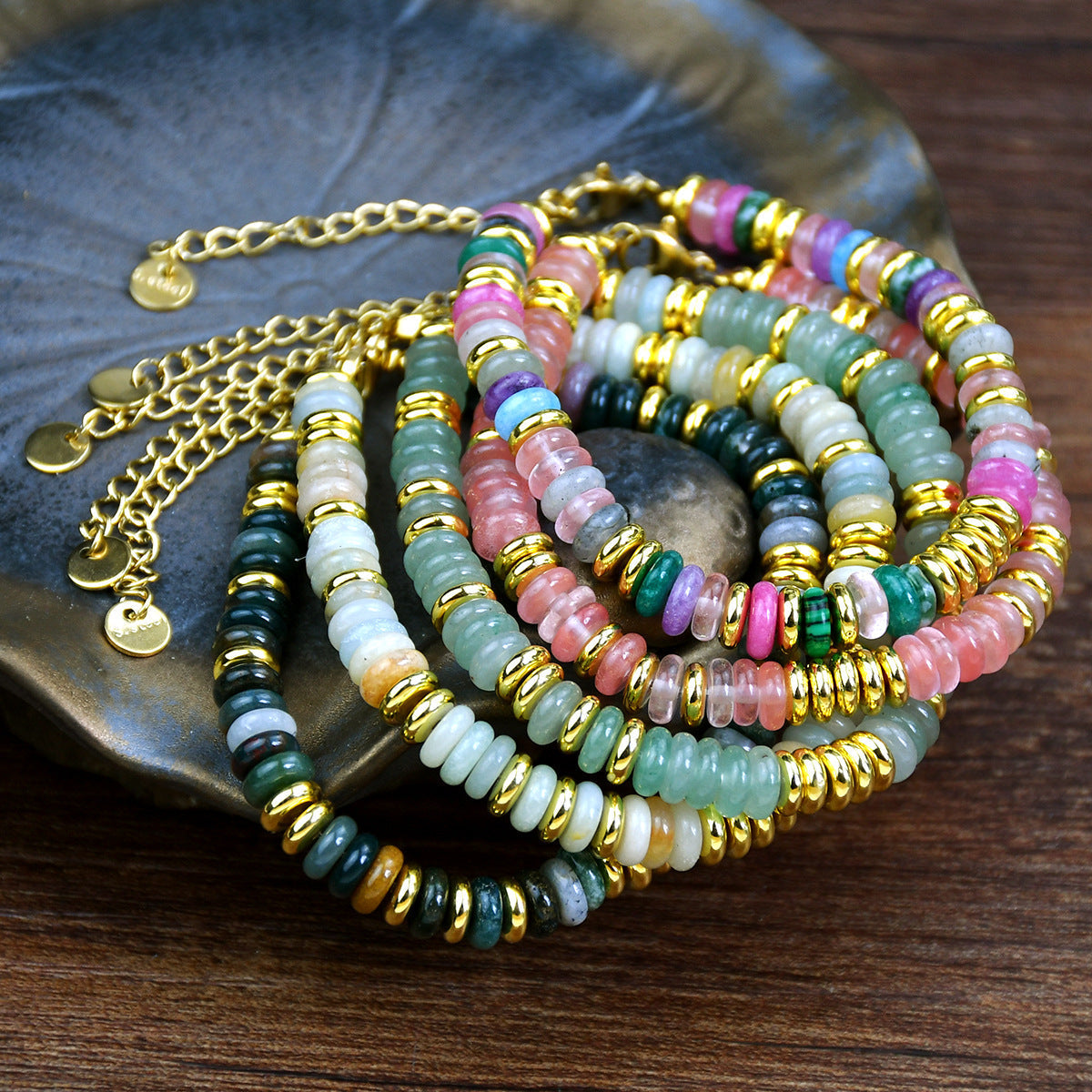 Stylish beaded bracelet with unique colour patterns