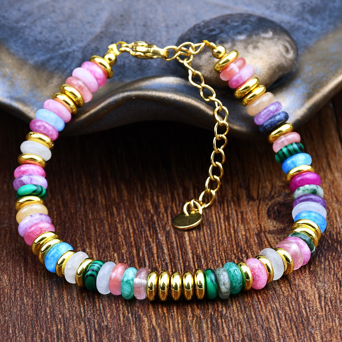 Handmade women's bracelet showcasing vibrant colours