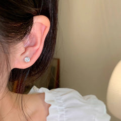 geometric design zircon earrings with sparkle