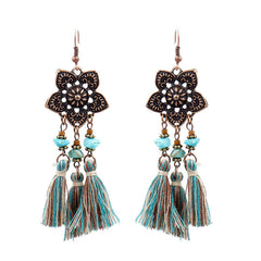 various colours of long tassel earrings