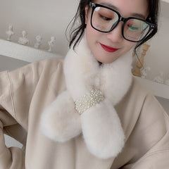 faux fur neck warmer in milky tea colour