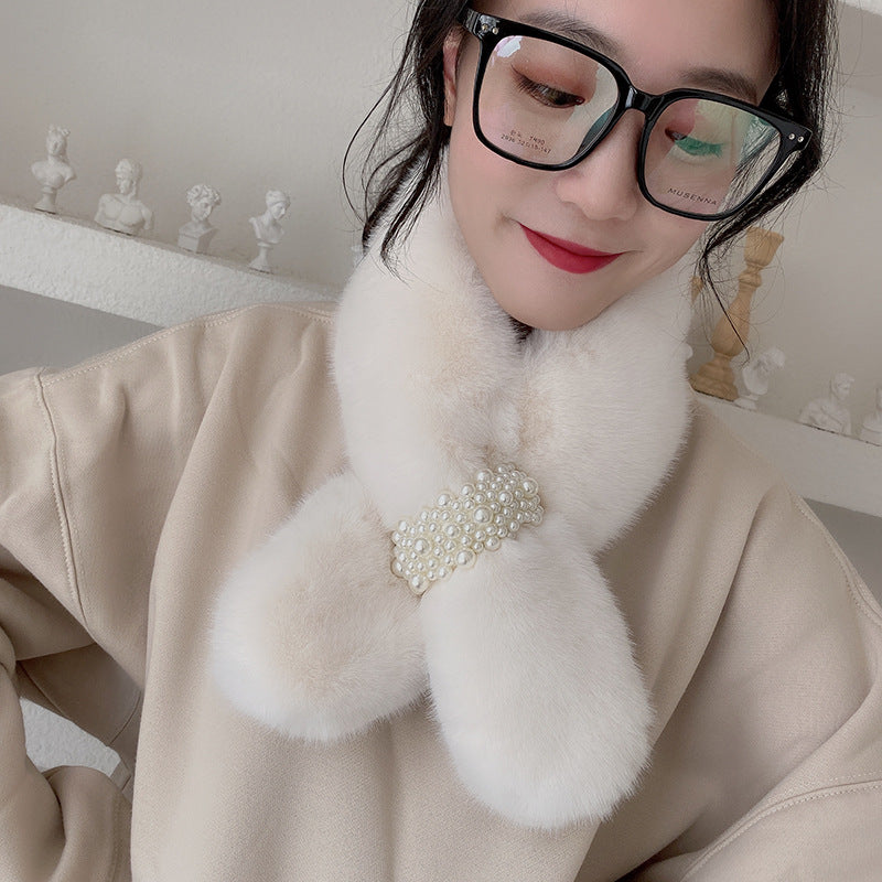 faux fur neck warmer in milky tea colour
