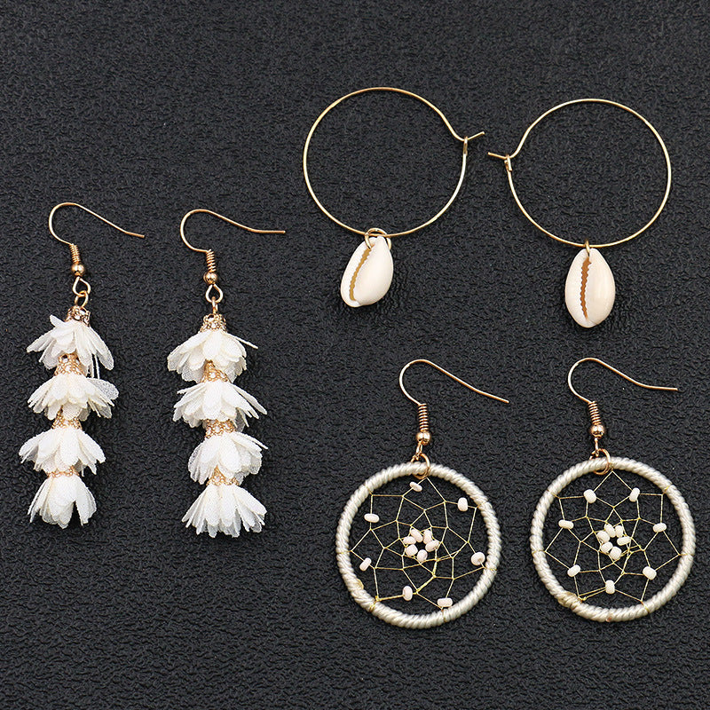 Close-up of flower design earrings