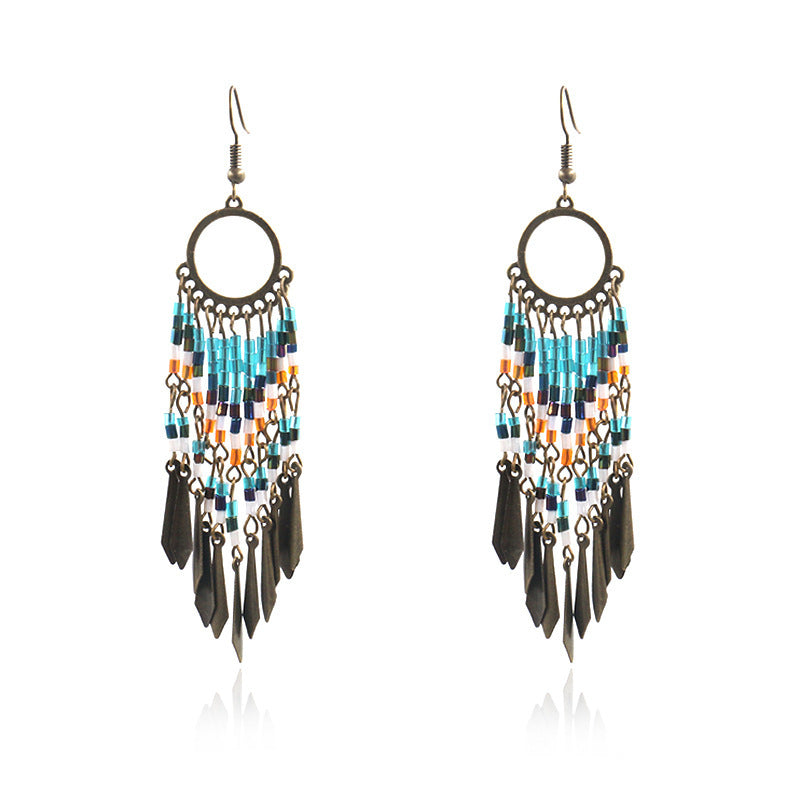 Vintage Bohemian Tassel Earrings with Colourful Beads image 1