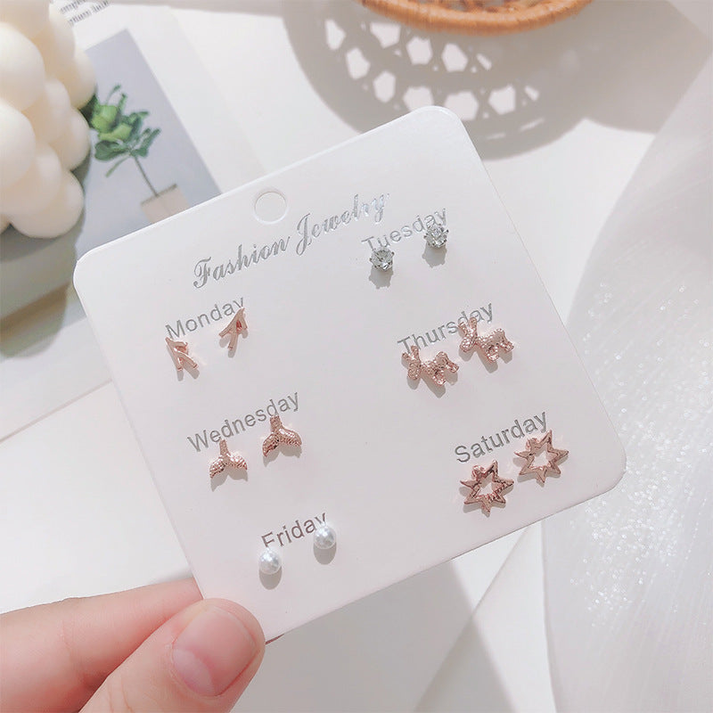 Stylish Korean Autumn Winter Pearl Bow Earrings Set - Image 8