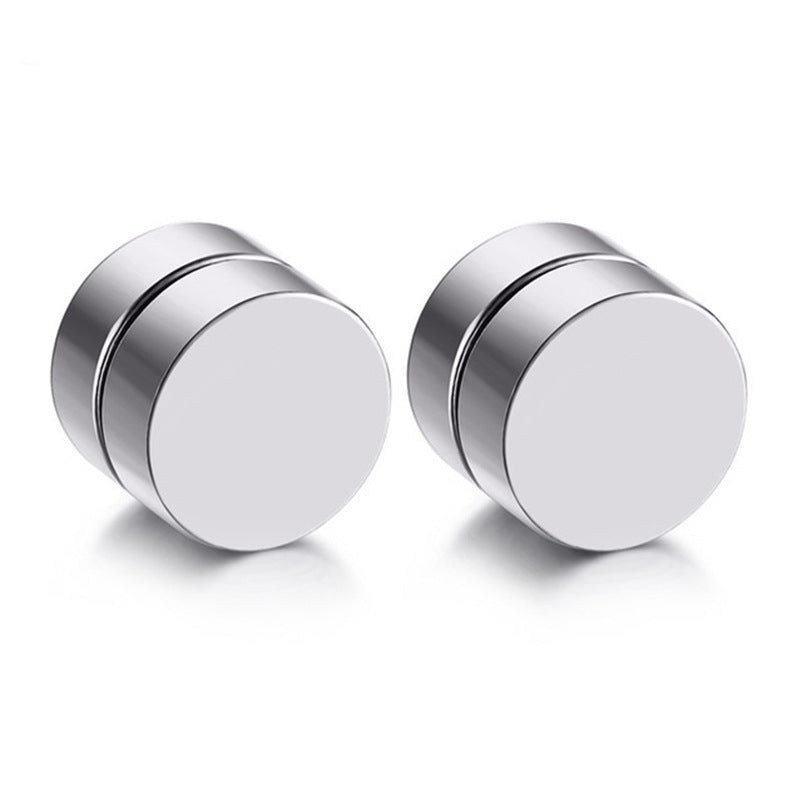 Model wearing beautiful titanium magnetic ear studs
