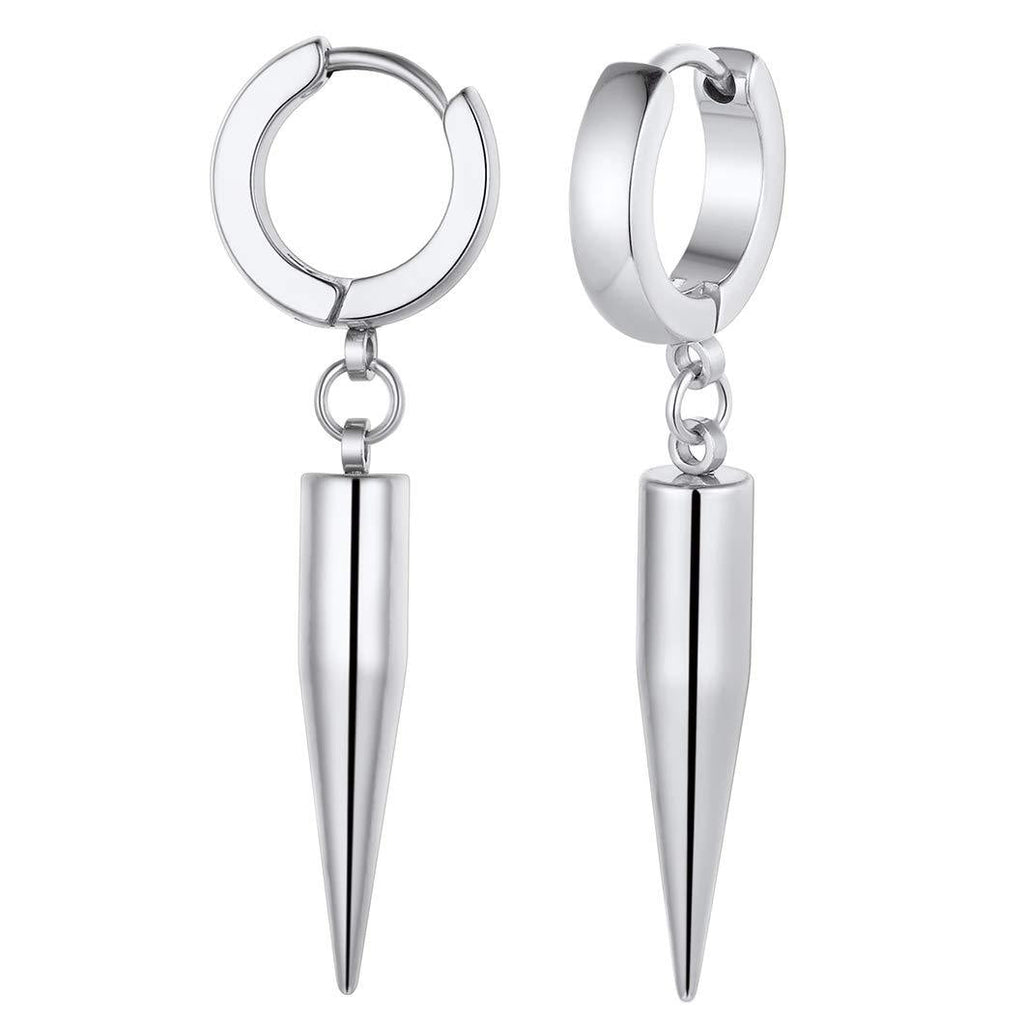 Stylish titanium steel round earrings with bullet pendant