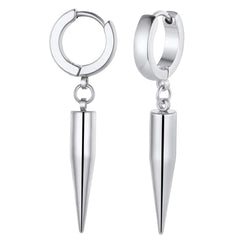 Stylish titanium steel round earrings with bullet pendant