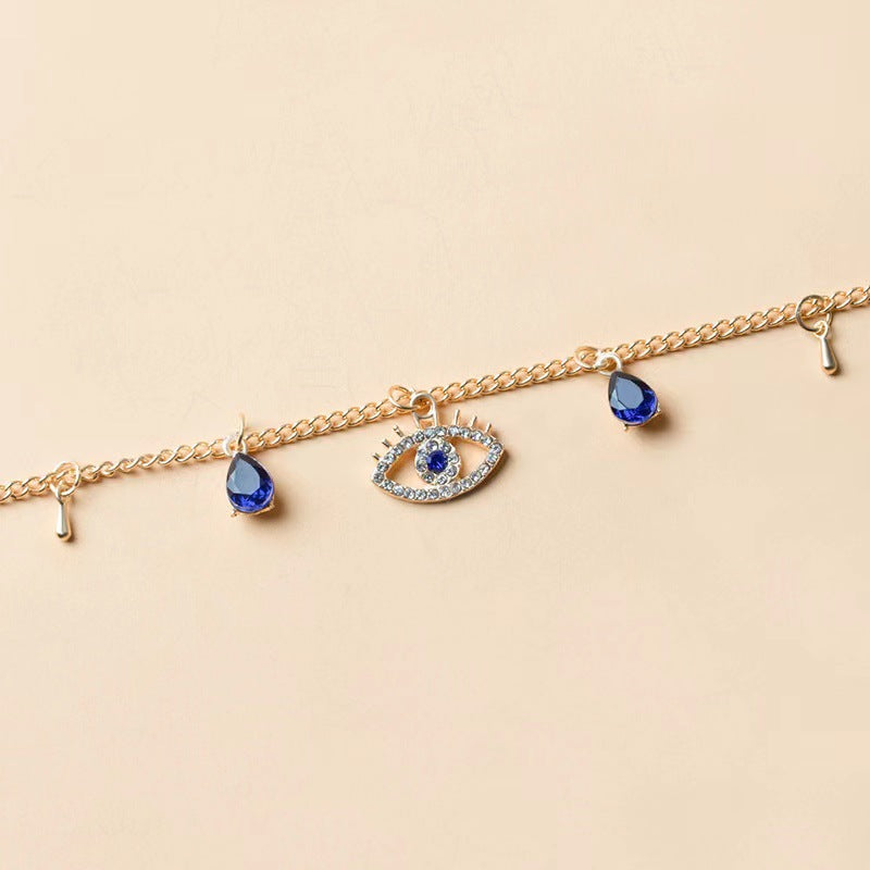 Gold-Plated Crystal Evil Eye Necklace front view